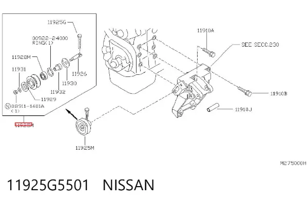 Polea tensora correa poli V 11925G5501 Nissan/Infiniti