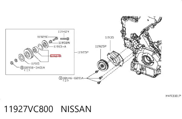 Polea tensora correa poli V 11927VC800 Nissan/Infiniti