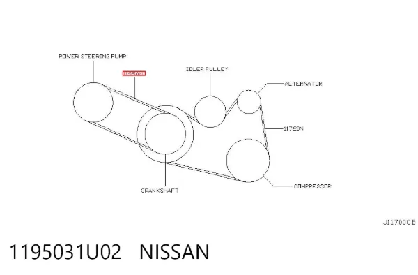 Correa de alternador 1195031U02 Nissan/Infiniti