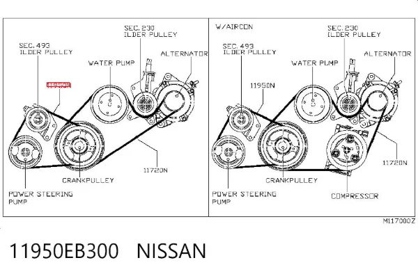 Correa de alternador 11950EB300 Nissan/Infiniti