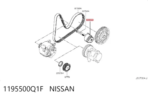 Tensor de correa poli V 1195500Q1F Nissan/Infiniti