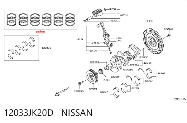 Juego de anillos de pistón, motor, STD 12033JK20D Nissan/Infiniti