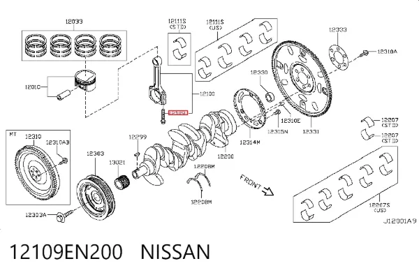Tornillo de biela 12109EN200 Nissan/Infiniti