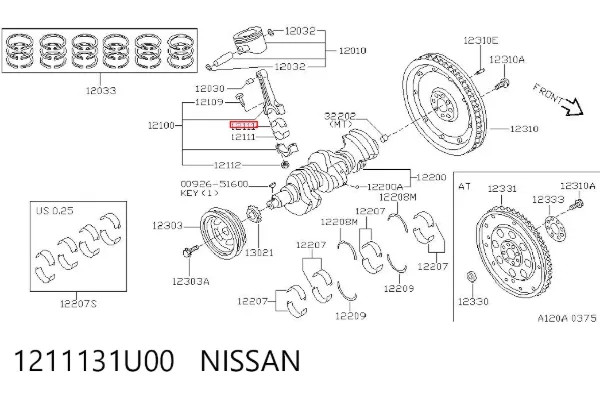 Cojinetes de biela 1211131U00 Nissan/Infiniti