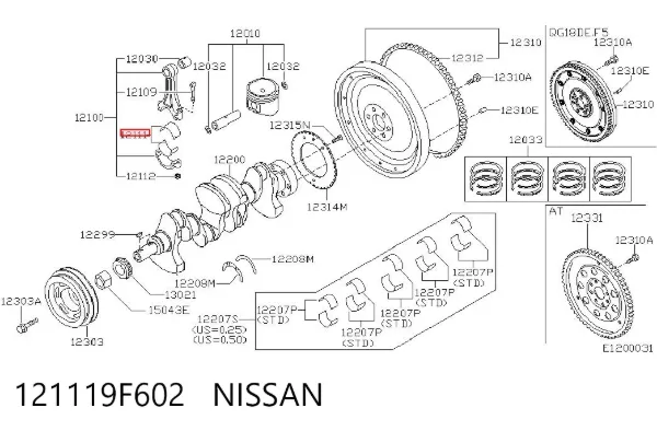 Cojinetes de biela 121119F602 Nissan/Infiniti