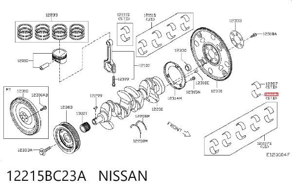 Juego de cojinetes de cigüeñal, estándar, STD 12215BC23A Nissan/Infiniti