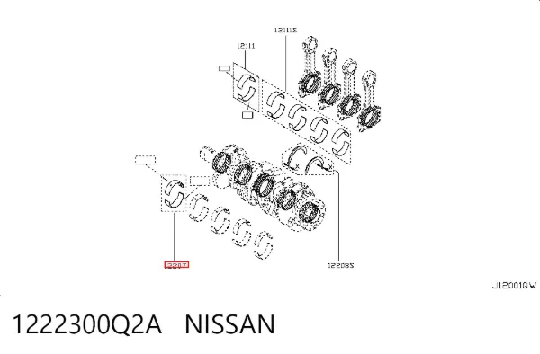 Juego de cojinetes de cigüeñal, estándar, STD 1222300Q2A Nissan/Infiniti
