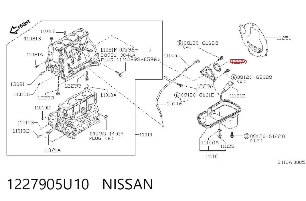 Retén de cigüeñal 1227905U10 Nissan/Infiniti