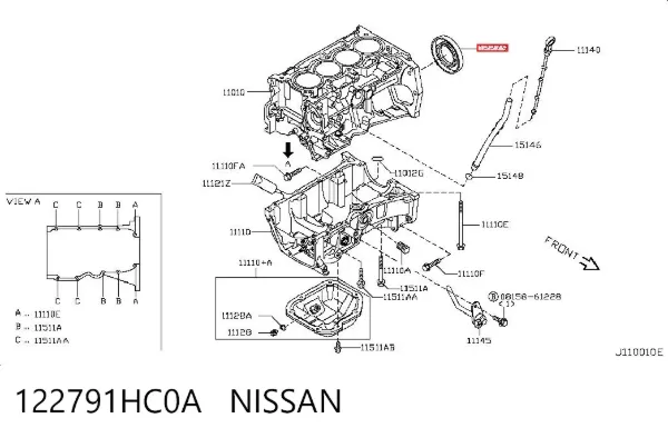 Retén de cigüeñal 122791HC0A Nissan/Infiniti