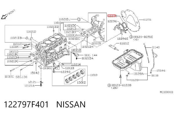 Retén de cigüeñal 122797F401 Nissan/Infiniti