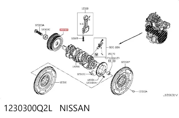 Polea de cigüeñal 1230300Q2L Nissan/Infiniti