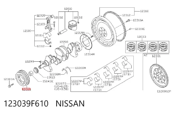 Polea de cigüeñal 123039F610 Nissan/Infiniti