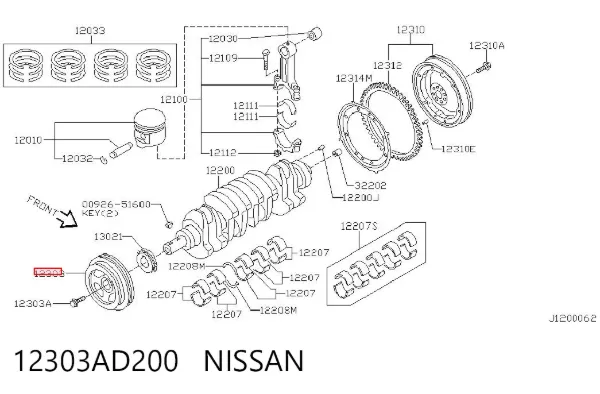 Polea de cigüeñal 12303AD200 Nissan/Infiniti
