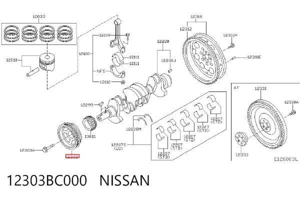 Polea de cigüeñal 12303BC000 Nissan/Infiniti