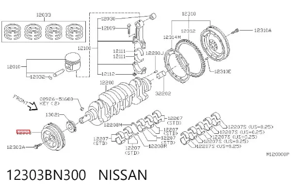 Polea de cigüeñal 12303BN300 Nissan/Infiniti