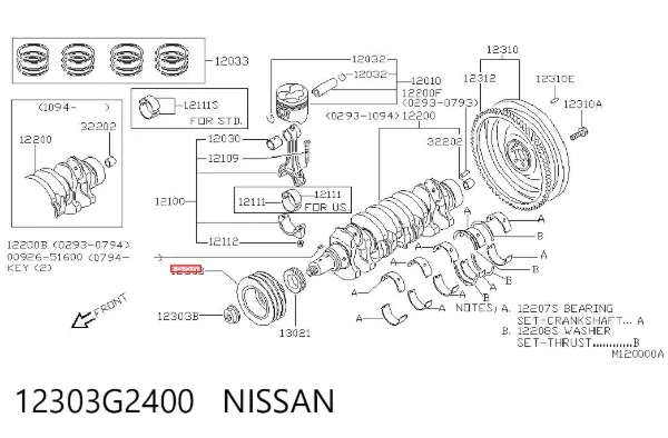 Polea de cigüeñal 12303G2400 Nissan/Infiniti
