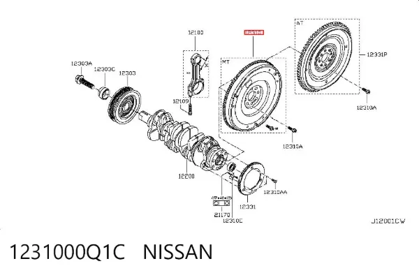 Volante motor 1231000Q1C Nissan/Infiniti