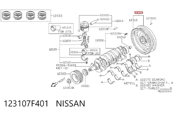 Volante motor 123107F401 Nissan/Infiniti