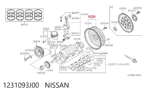 Volante motor 1231093J00 Nissan/Infiniti