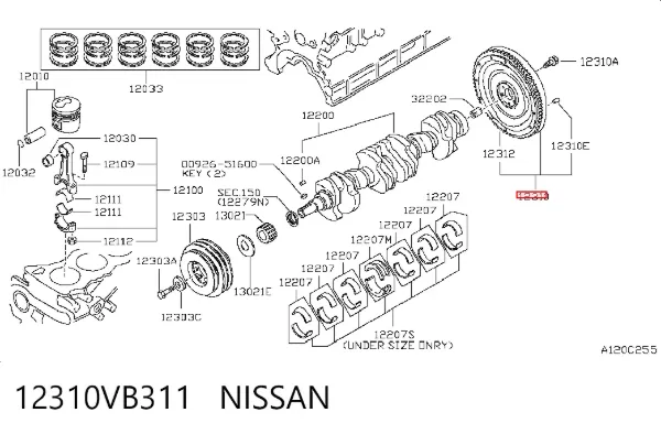 Volante motor 12310VB311 Nissan/Infiniti