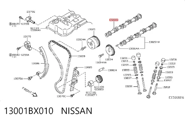 Árbol de levas de entrada 13001BX010 Nissan/Infiniti
