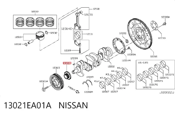 Piñón del cigüeñal 13021EA01A Nissan/Infiniti
