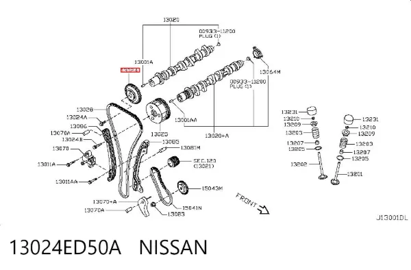 Engranaje del árbol de levas de escape 13024ED50A Nissan/Infiniti