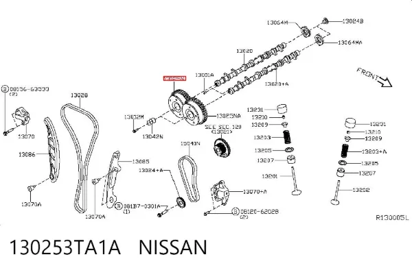 Rueda dentada del árbol de levas de admisión 130253TA1A Nissan/Infiniti