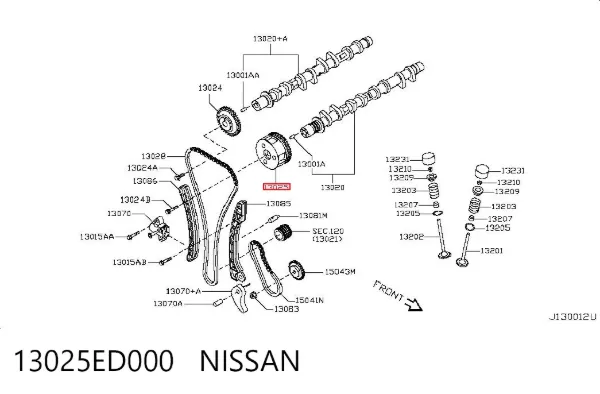 Rueda dentada del árbol de levas de admisión 13025ED000 Nissan/Infiniti