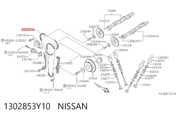 Cadena de distribución superior 1302853Y10 Nissan/Infiniti