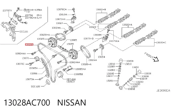Cadena de distribución 13028AC700 Nissan/Infiniti