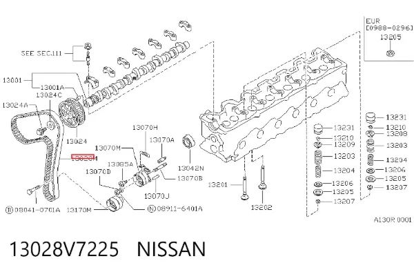 Correa distribución 13028V7225 Nissan/Infiniti