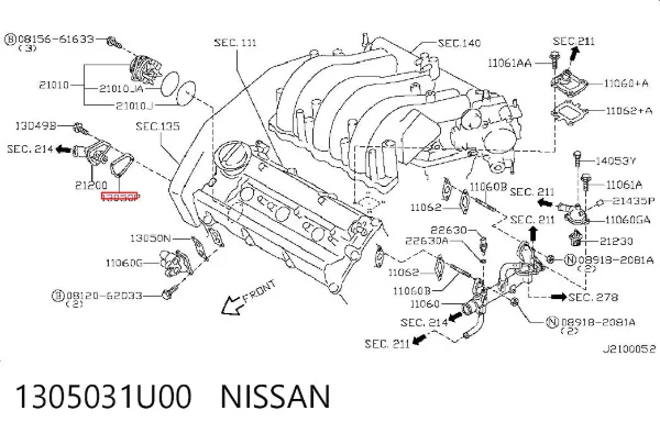 Junta de termostato 1305031U00 Nissan/Infiniti