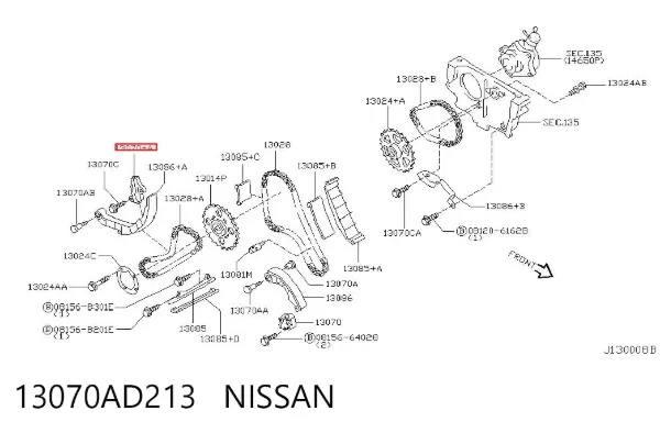 Tensor de cadena de distribución del árbol de levas 13070AD213 Nissan/Infiniti