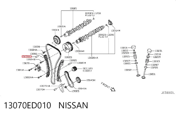 Tensor izquierdo de cadena de distribución 13070ED010 Nissan/Infiniti