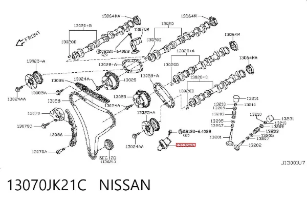 Tensor de cadena de distribución del árbol de levas izquierdo 13070JK21C Nissan/Infiniti