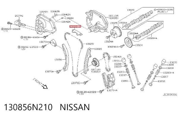 Guía de cadena de distribución 130856N210 Nissan/Infiniti