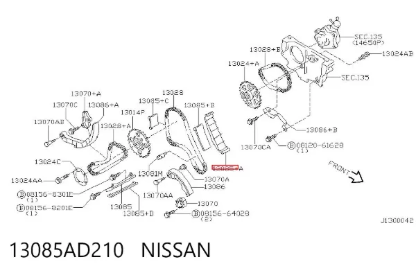 Tensor superior de la cadena de distribución 13085AD210 Nissan/Infiniti
