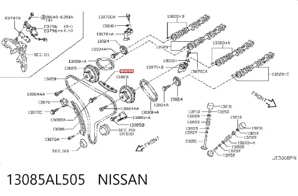 Tensor superior de la cadena de distribución 13085AL505 Nissan/Infiniti