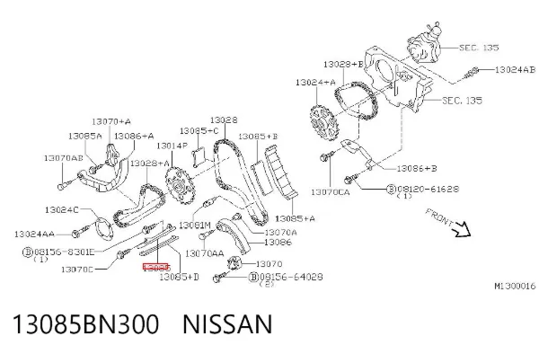 Tensor superior de cadena de distribución 13085BN300 Nissan/Infiniti