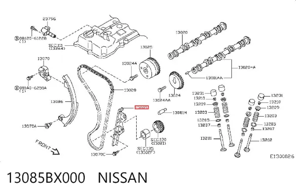 Guía derecha de cadena de distribución Nissan Note E11