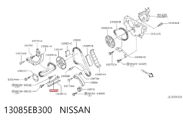 Tensor superior de cadena de distribución 13085EB300 Nissan/Infiniti