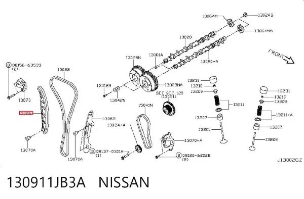 Kit de cadena de distribución 130911JB3A Nissan/Infiniti
