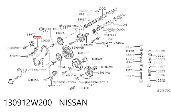 Guía derecha de cadena de distribución Nissan Terrano II