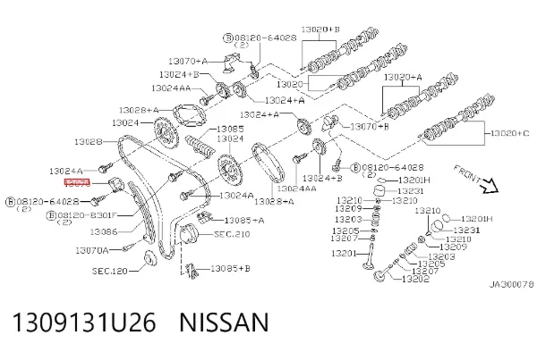 Tensor de cadena de distribución 1309131U26 Nissan/Infiniti