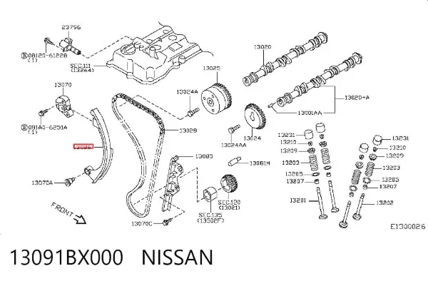 Guía izquierda de cadena de distribución Nissan Note E11