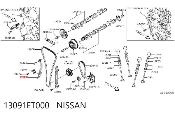Guía del tensor de la cadena de distribución 13091ET000 Nissan/Infiniti