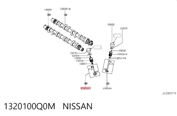 Válvulas de admisión 1320100Q0M Nissan/Infiniti