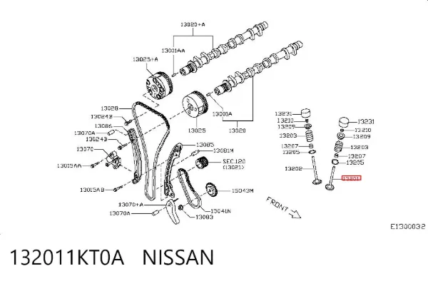 Válvulas de admisión 132011KT0A Nissan/Infiniti