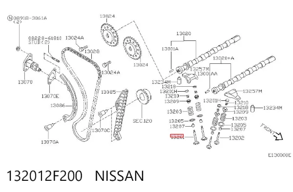 Válvulas de admisión 132012F200 Nissan/Infiniti